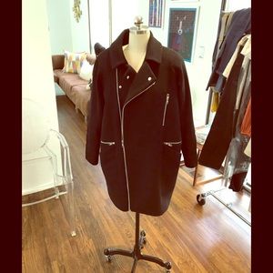 Whistles Moto Wool Cocoon Coat size 6 oversized